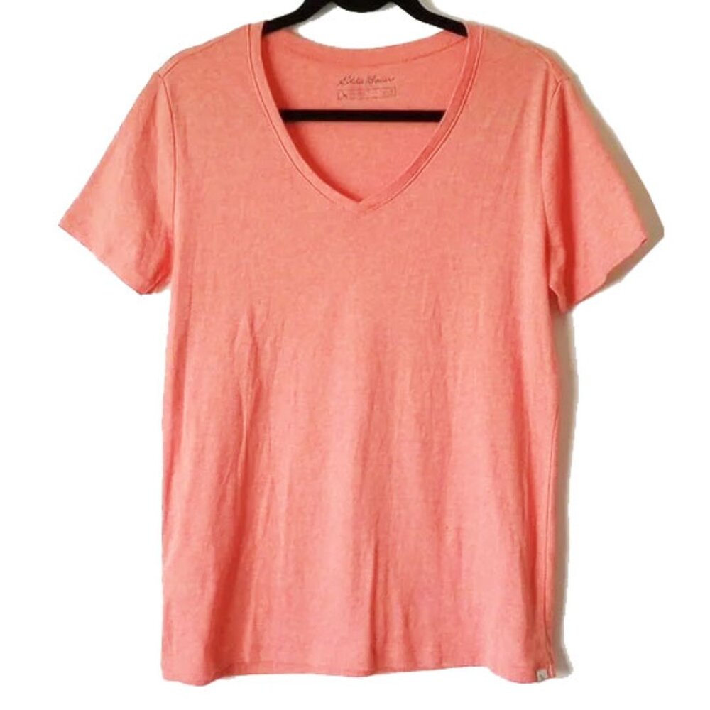 Eddie Bauer Outdoor Fitted V-Neck T-shirt XL Heathered Melon Peach Coral  50off3